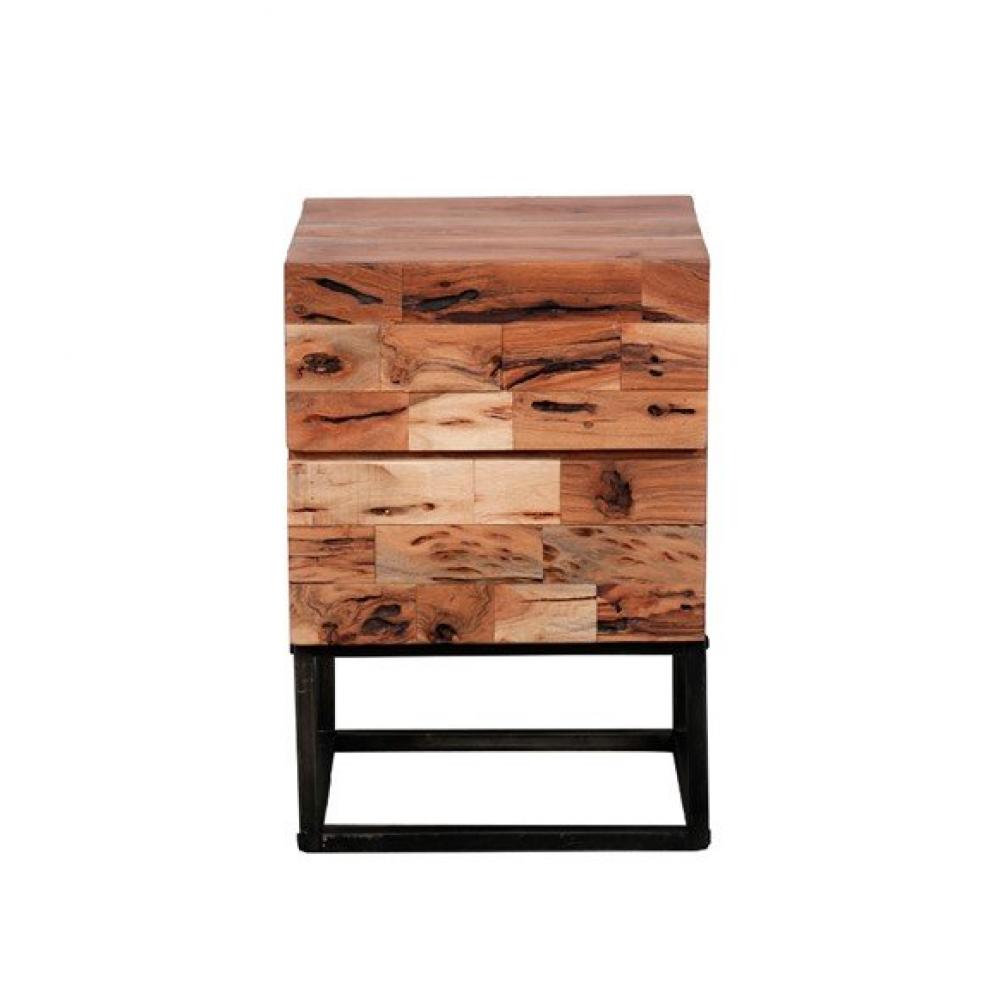 Bout de canapé MILL bois massif acacia 2 tiroirs